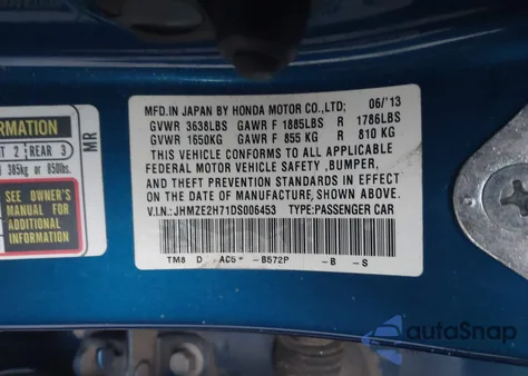 2013 Honda Insight Ex z USA, uszkodzony, nr VIN JHMZE2H71DS006453